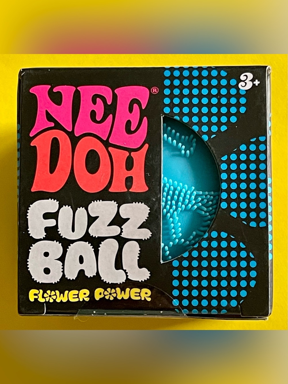 NeeDoh The Velvet Squeeze FUZZ BALL FLOWER POWER Teal/Blue ! AUTHENTIC